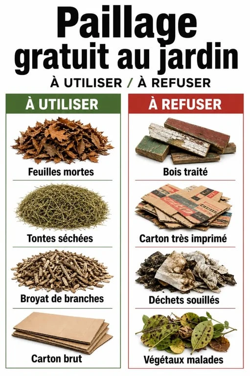 Où trouver du paillage gratuit : matières acceptées et à refuser pour le jardin