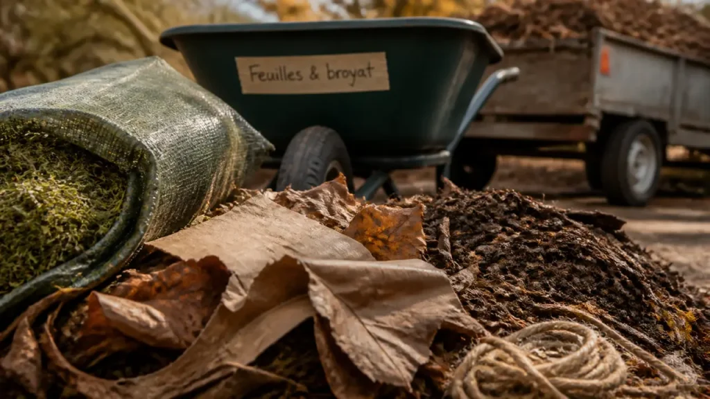 Où trouver du paillage gratuit : feuilles mortes et broyat à trier