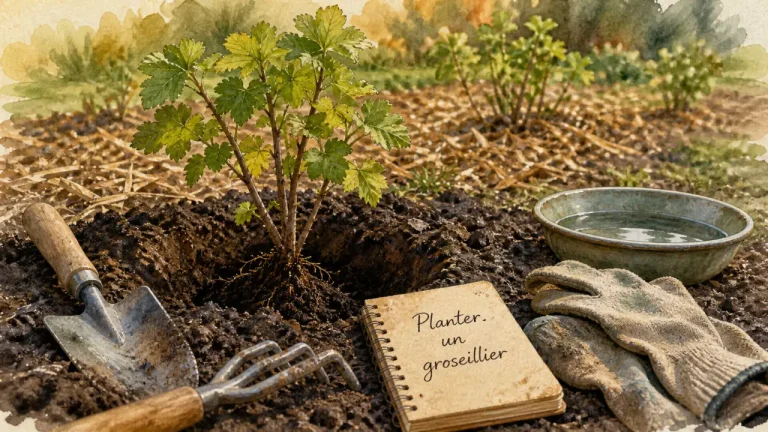 Planter groseiller à l’automne : jeune groseillier fraîchement planté