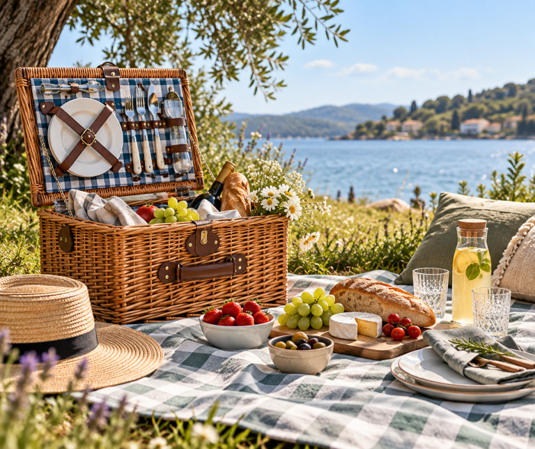 Panier pique-nique en osier et vaisselle en mélamine : l’élégance au service des repas en plein air