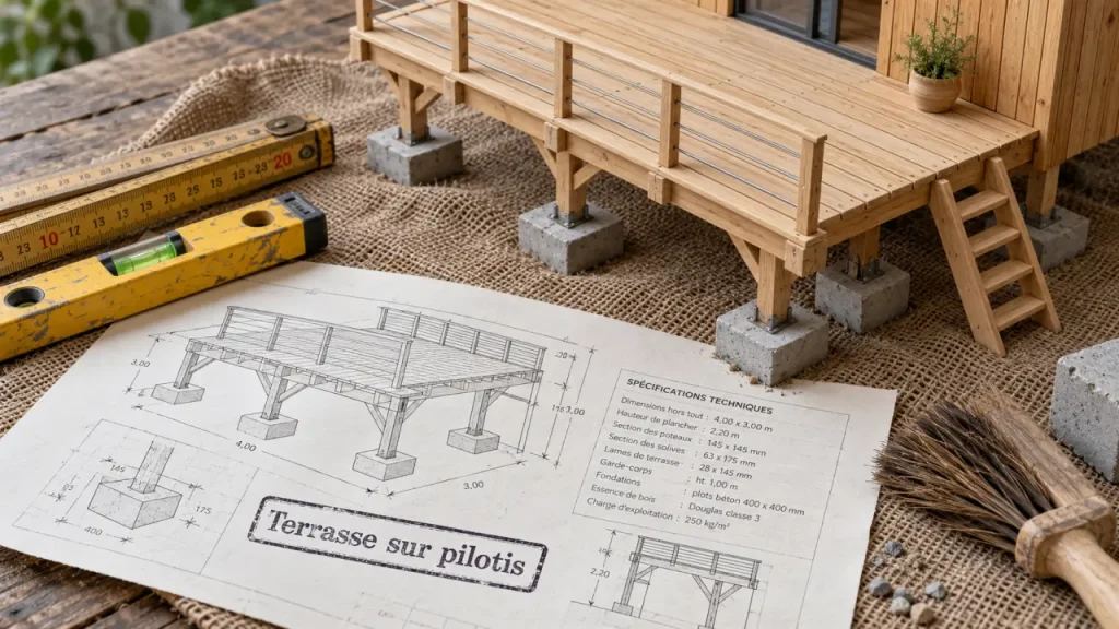 Terrasse pilotis en bois : budget sous les lames