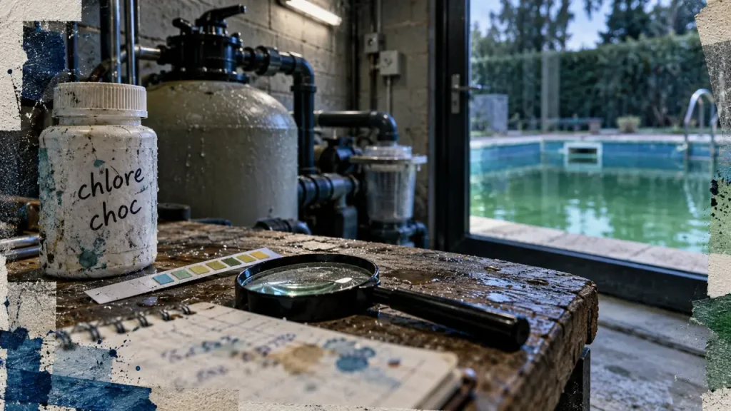 Piscine verte que faire : bandelette d’analyse et chlore choc avant traitement